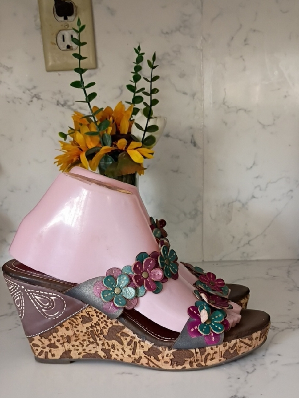 SPRING STEP  Floral Wedge Sandals